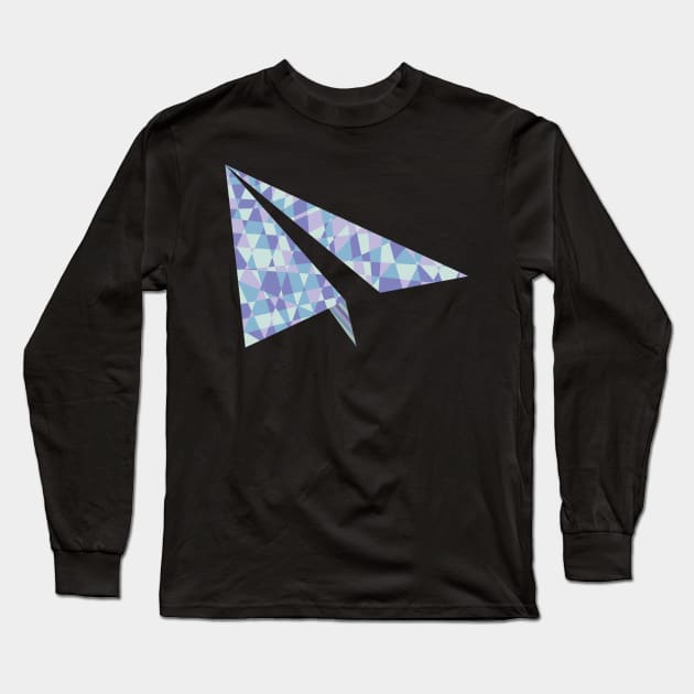 Geometric Polygon LowPoly Art Paper Plane Long Sleeve T-Shirt by ElusiveIntro